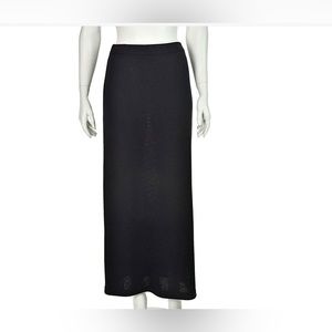 St John Basics Black Santana Knit Ankle Full Length Skirt, Side Slit Sz 16